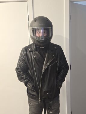 Authentic "All Saints" Black Quilted Leather Moto Jacket - Men's *Brand New*